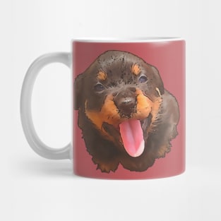 Cartoon Style Nerdy Rottweiler Puppy Sticking Tongue Out Mug